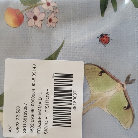 New Anthro Mama Faye Dish Towel Blue Garden Motif 28"x21" Sealed - Picture 6 of 6